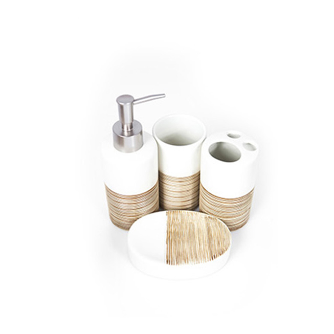 Set baie SAVON NATUR 4 bucati, portelan, alb