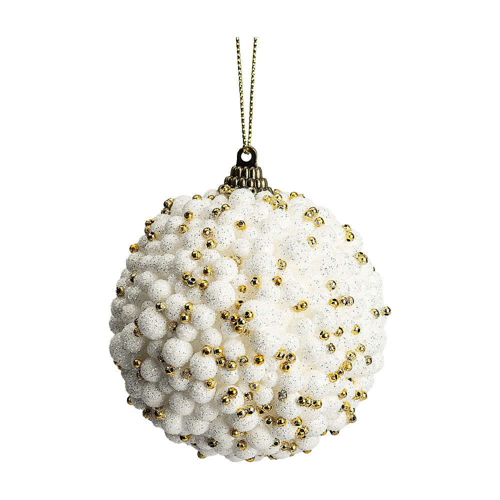 Decoratiune de agatat glob cu margele S WHITE XMAS