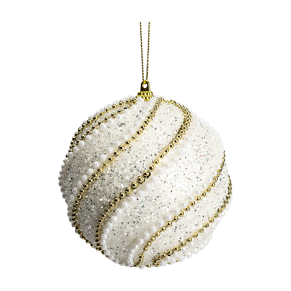 Decoratiune de agatat glob cu margele M WHITE XMAS