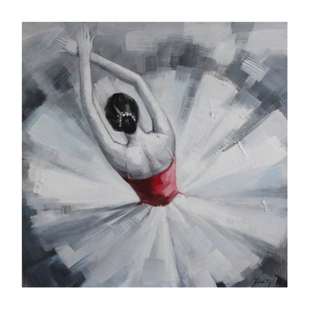 Tablou pictat manual Ballerina, 40x40cm