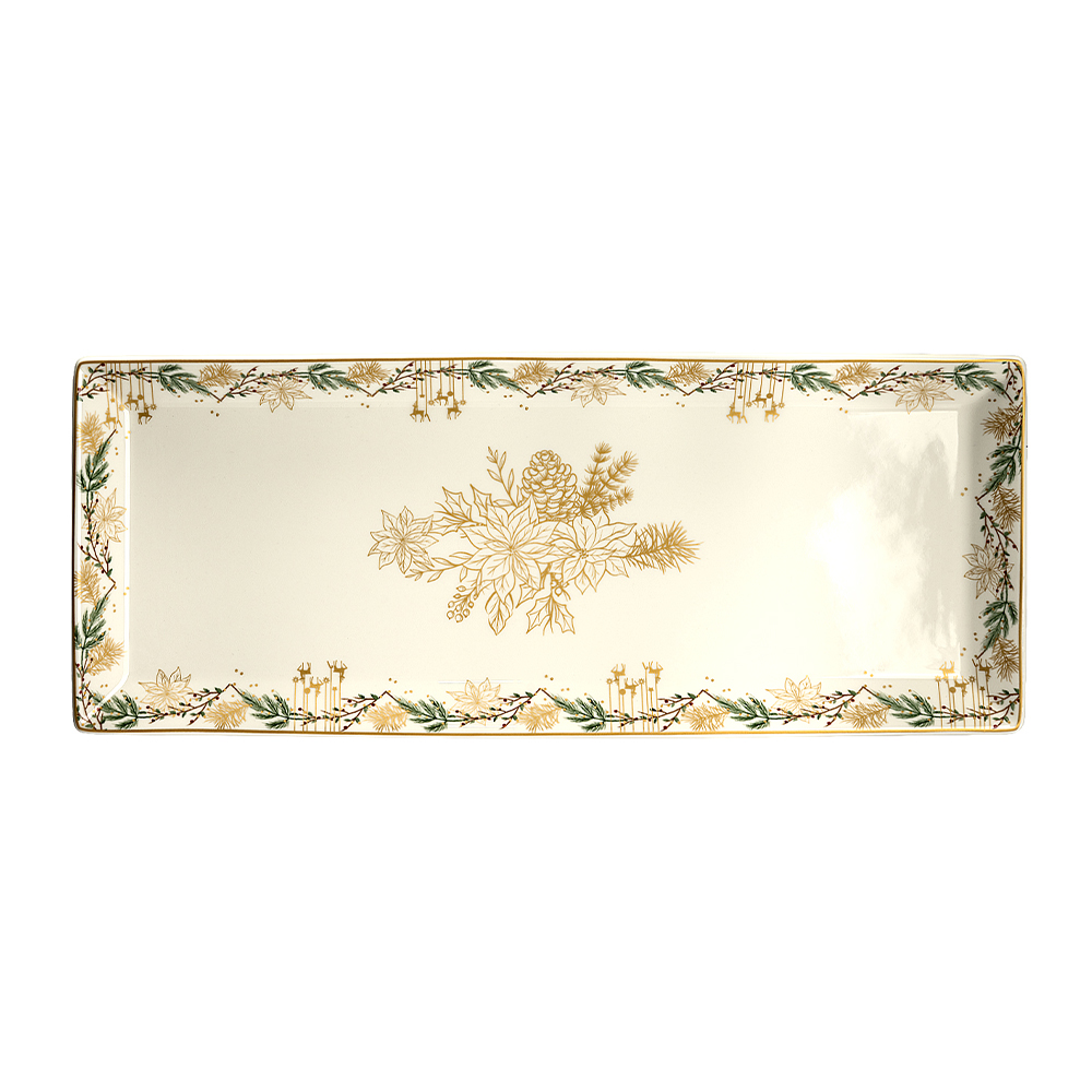 Platou dreptunghiular GOLDEN ILEX, 35x14x2 cm