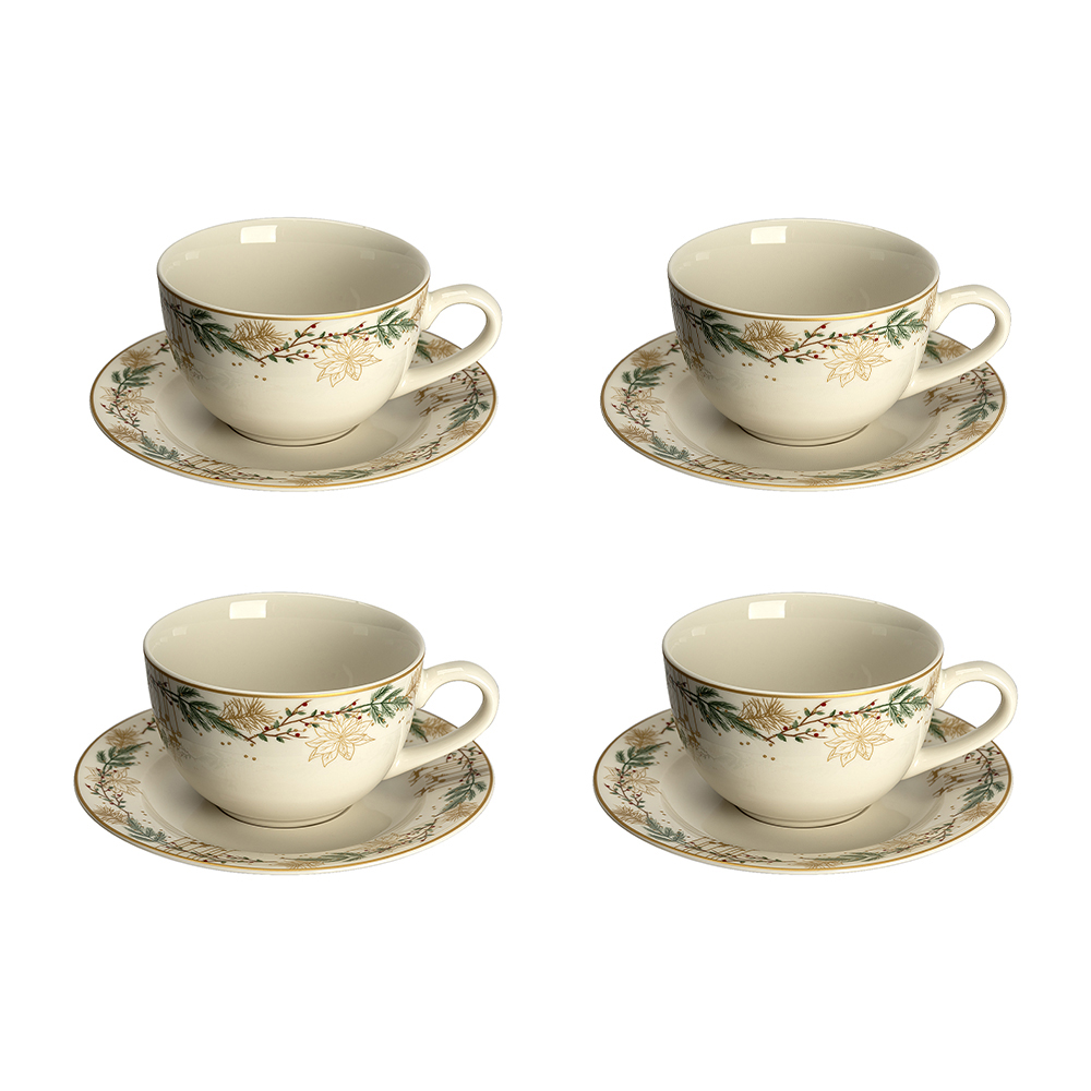 Set 4 cesti cu farfurii GOLDEN ILEX, 250 ml