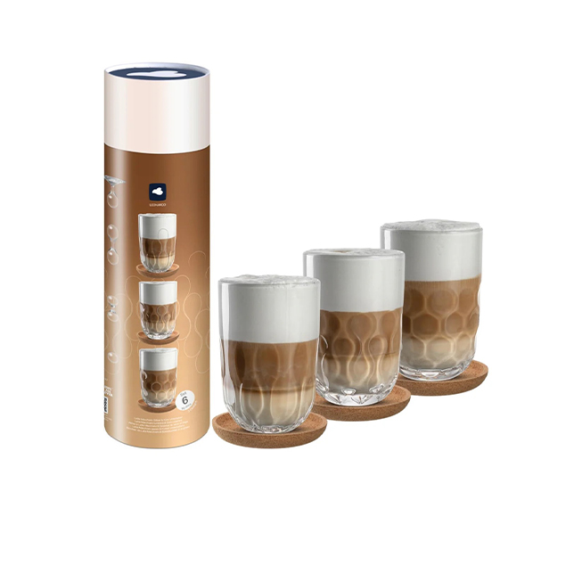 Set 3 cani capuccino cu suport GOCCE, 390 ml