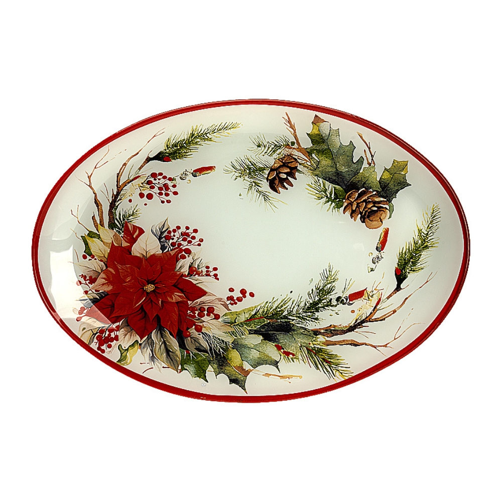 Platou oval  POINSETTIA CROWN, 30x20 cm