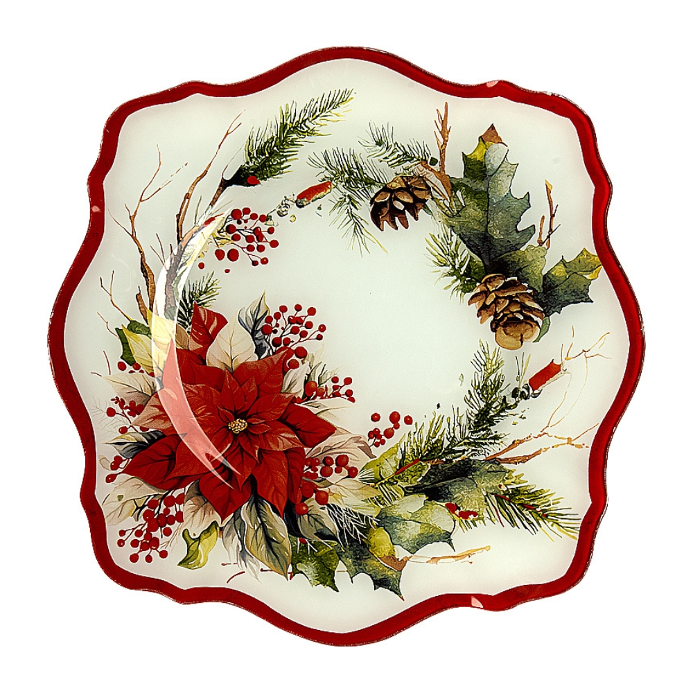 Platou dreptunghiular POINSETTIA CROWN, 30x30 cm