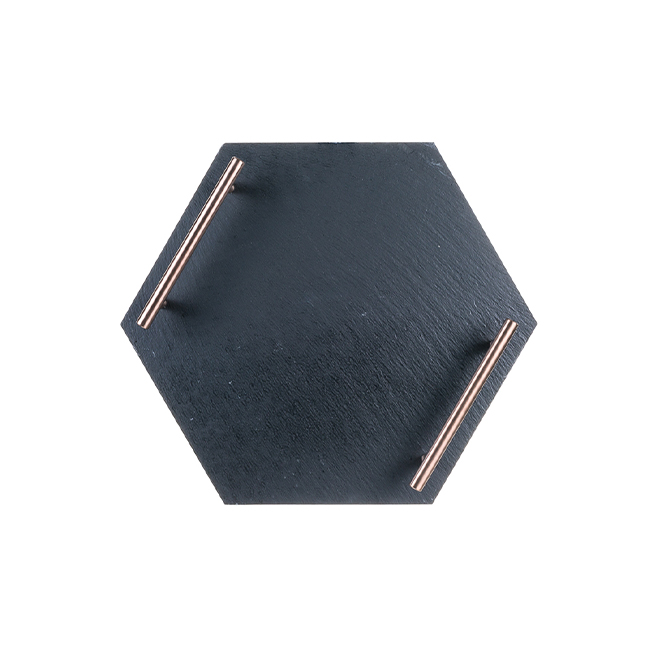 Platou servire hexagonal AMIR ROSE GOLD, 30x26 cm