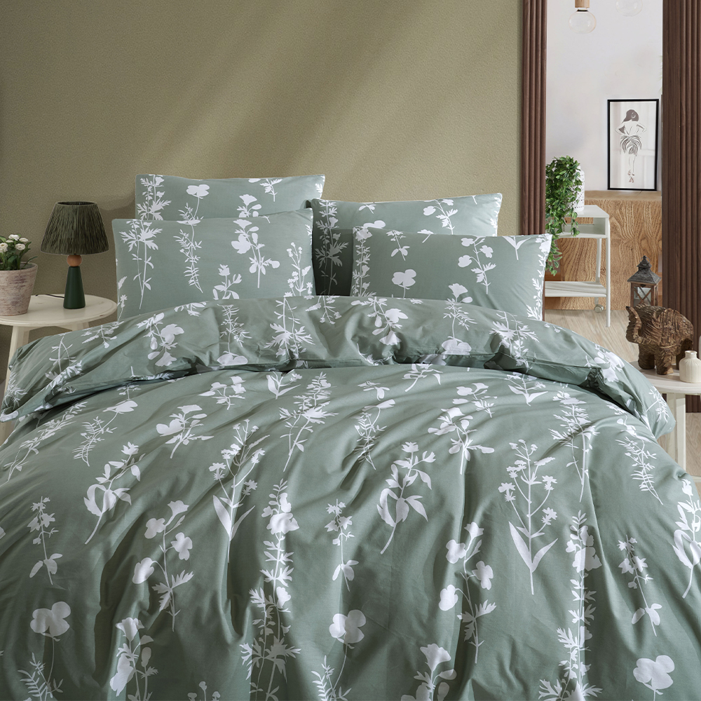 Lenjerie pat 2 persoane DOHA GREEN 3 piese