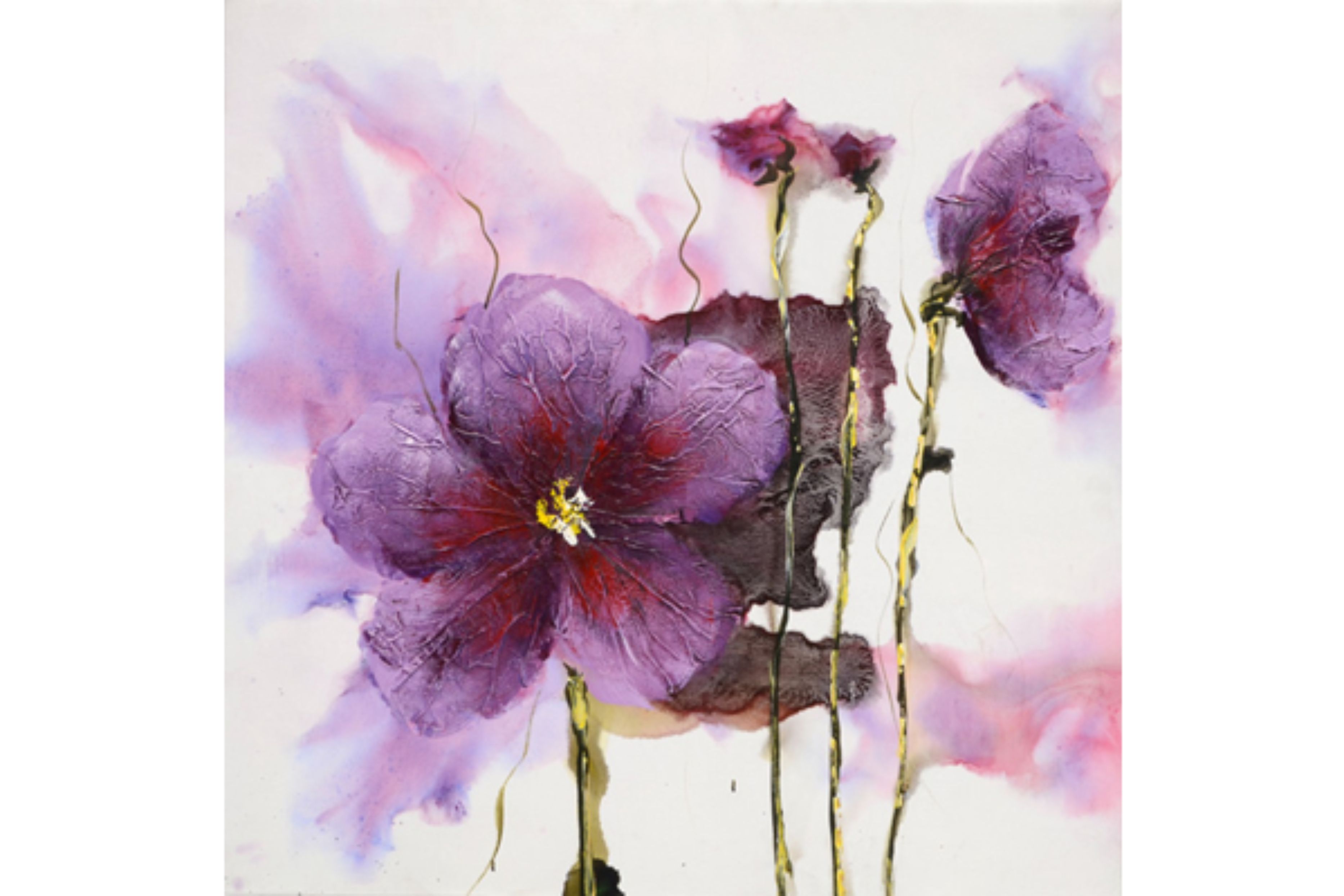 Tablou pictat manual Lilies pink 60x60cm, FSC 100%
