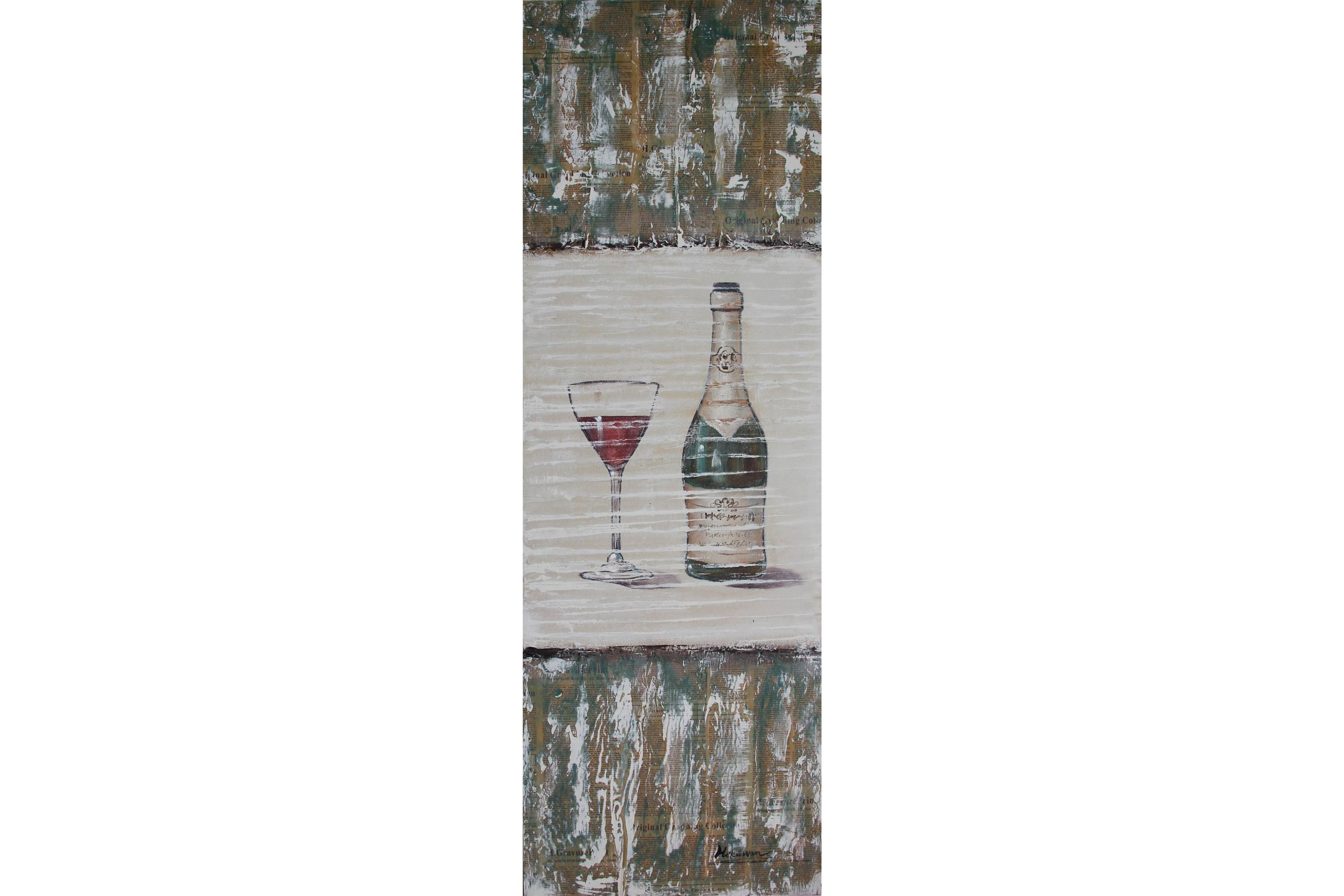 Tablou pictat manual Pinot Noir, 90x30cm