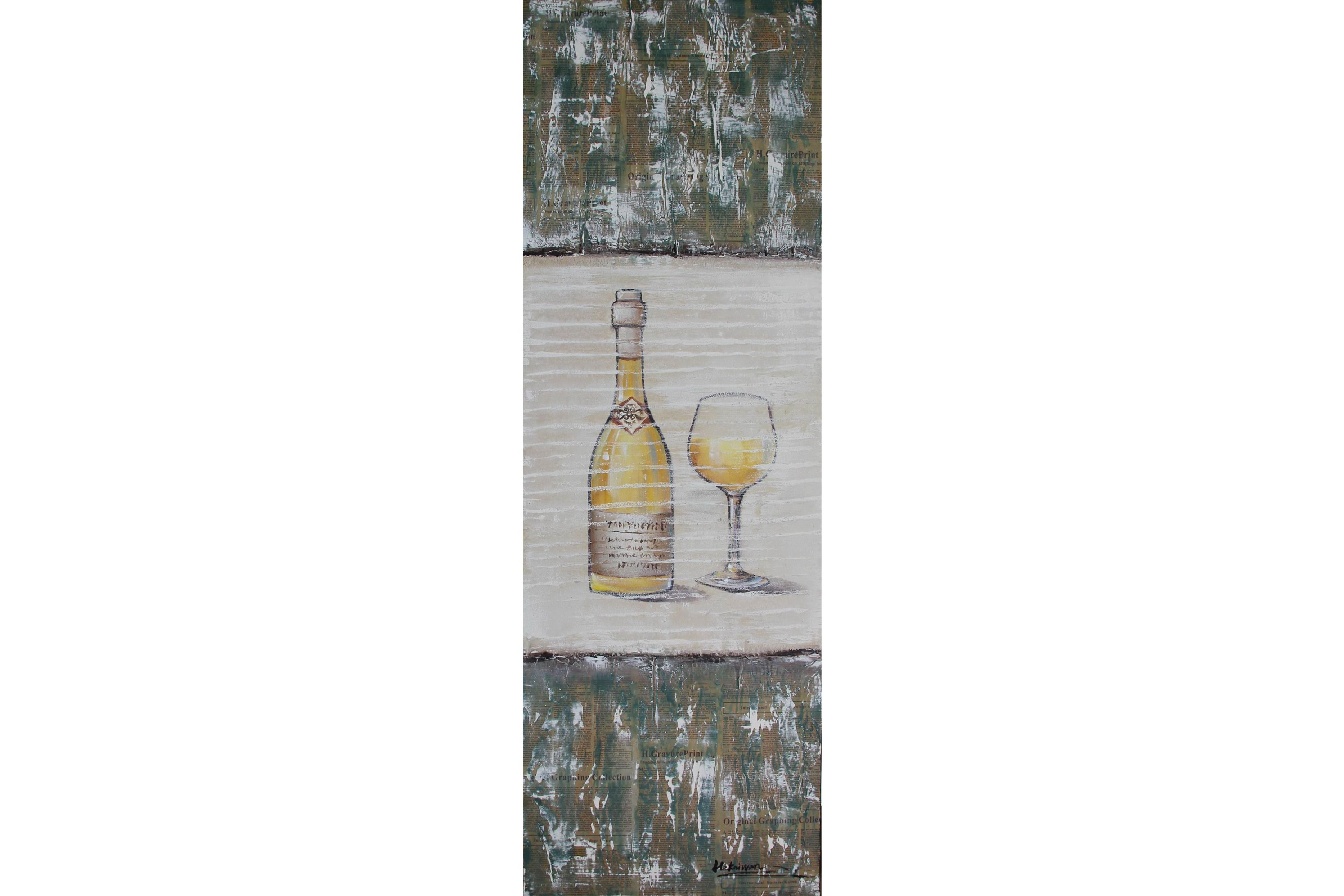 Tablou pictat manual Chardonnay, 90x30 cm