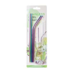 Set 4 pai COLORED STRAWS, 21,5 cm, otel inoxidabil