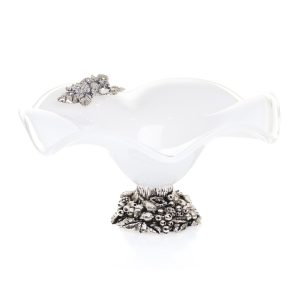 Bol CENTRO 25x17 cm, alb, sticla Murano