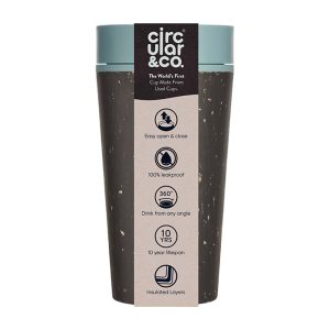 Cana reciclata CIRCULAR, 340 ml, negru-albastru