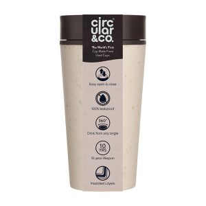 Cana reciclata CIRCULAR, 340 ml, crem-negru