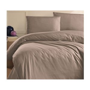 Lenjerie pat satin 1 persoana STRIPED 3 piese, bej