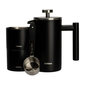 Set 4 piese presa si accesorii cafea ROAST negru