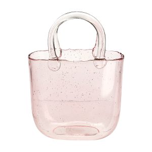Vaza BAG, 15x10x22 cm, sticla, roz