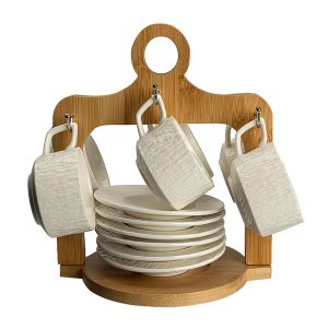 Set 6 cesti si farfurii pentru cafea STONE