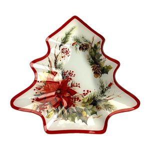 Platou forma brad POINSETTIA CROWN, 31x30 cm