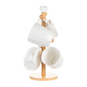 Set 4 cani pe suport ESSEN, 320 ml, alb