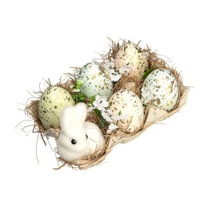 Decoratiune 6 oua in suport HOPPY, 15x10x10 cm