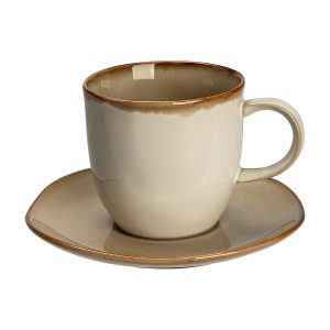 Ceasca cu farfurie NADIN maro, 180 ml