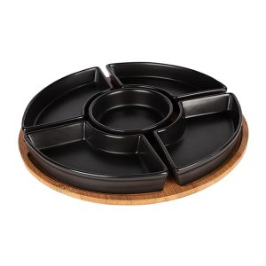 Set 5 boluri pe support bambus INSPIRATION negru