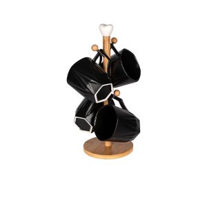 Set 4 cani pe suport ESSEN, 320 ml, negru