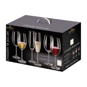 Set 18 pahare CRISTALLIN, sticla cristalina