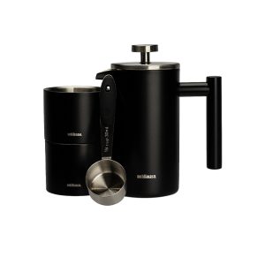 Set 4 piese presa si accesorii cafea ROAST negru