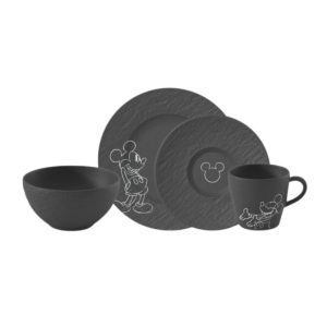 Set mic dejun 4 piese MANROCK MICKEY negru