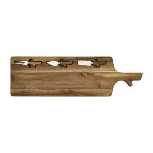 Platou branzeturi cu 3 cutite ACACIA, 65x1.5x20 cm
