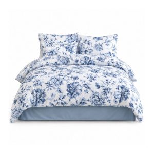 Lenjerie pat satin 2 persoane WANDA BLUE 4 piese