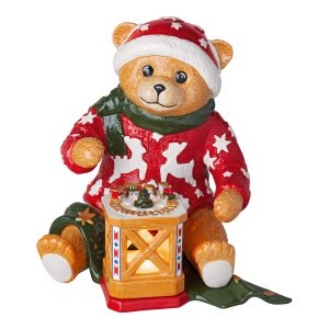 Decoratiune ursulet cu felinar CHRISTMAS TOYS MEMORY, 25 cm
