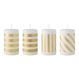 Set 4 lumanari advent cu dungi CHRISTMAS CHIC, 10 cm, ceara