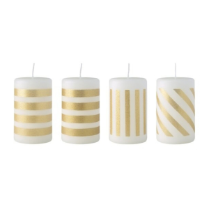 Set 4 lumanari advent cu dungi CHRISTMAS CHIC, 10 cm, ceara
