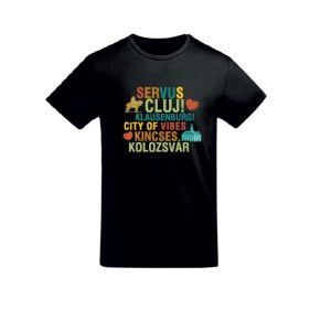 Tricou unisex XL SERVUS CLUJ, bumbac, negru