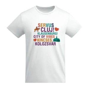 Tricou unisex XL SERVUS CLUJ, bumbac, alb