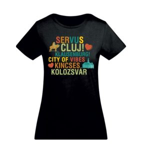 Tricou dama L SERVUS CLUJ, bumbac, negru