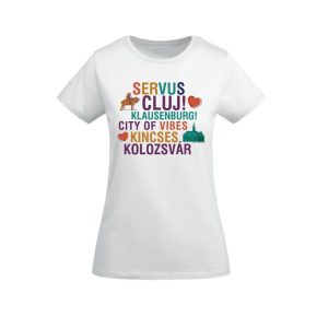 Tricou dama M SERVUS CLUJ, bumbac, alb