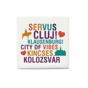 Magnet SERVUS CLUJ patrat, 6.7x6.7x0.7 cm, ceramica