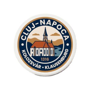 Magnet STAMPILA CLUJ-NAPOCA rotund, 7.5x7.5x0.7 cm, ceramica