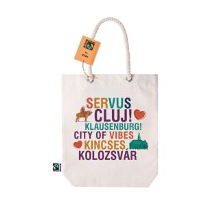 Sacosa SERVUS CLUJ, 45x38x10.5 cm, bumbac, alb