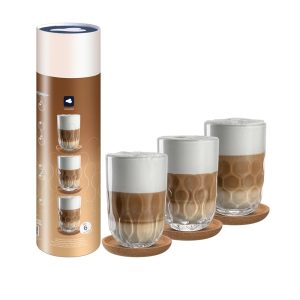 Set 3 cani capuccino cu suport GOCCE, 390 ml
